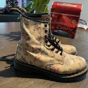 Pink Floral doc Martins six 7